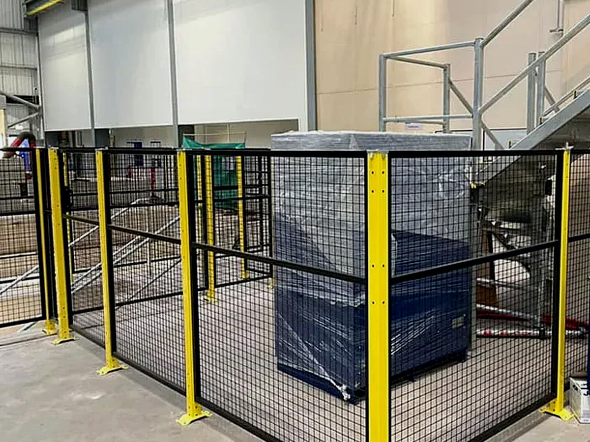 Installed safety guarding surrounding production machinery